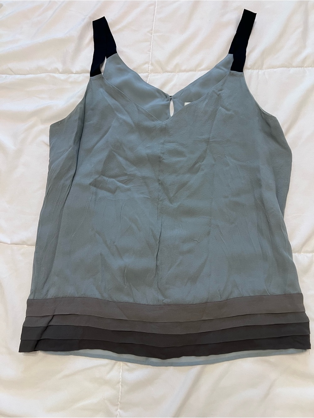 Banana Republic Slate Blue Camisole with Black Straps and Layered Neutral Hem